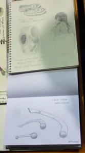 Celine (top) and Pierre's (bottom) sketches