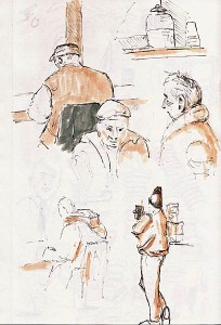 Some quickies at the coffee shop.  Click to enlarge.
